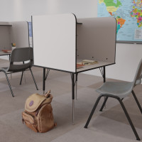 Flash Furniture MT-M6221-SGLSC-GREY-GG Stand-Alone Study Carrel with Top Shelf - Height Adjustable Legs and Wire Management Grommet - Nebula Grey Finish